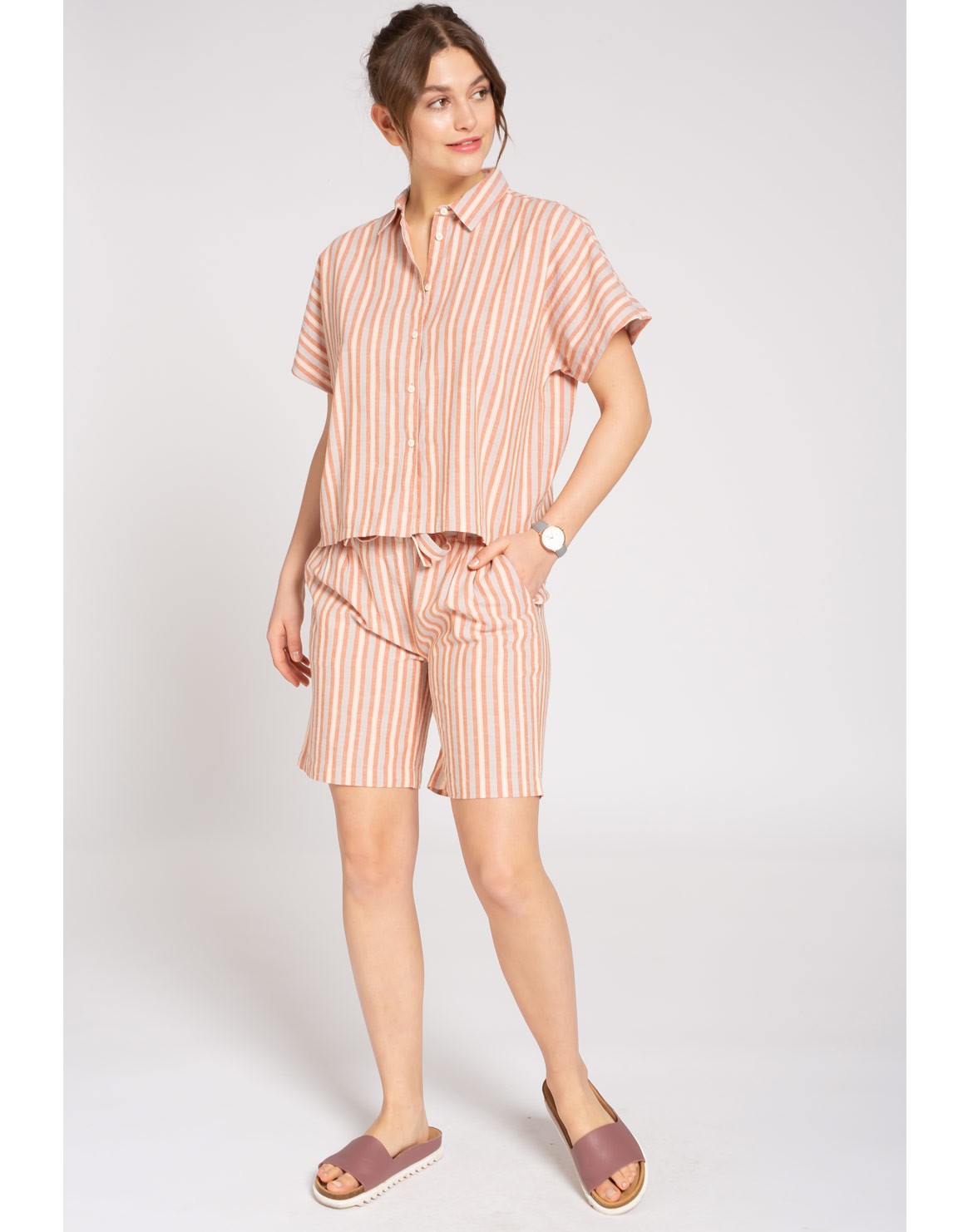 Stripes Linen Shorts