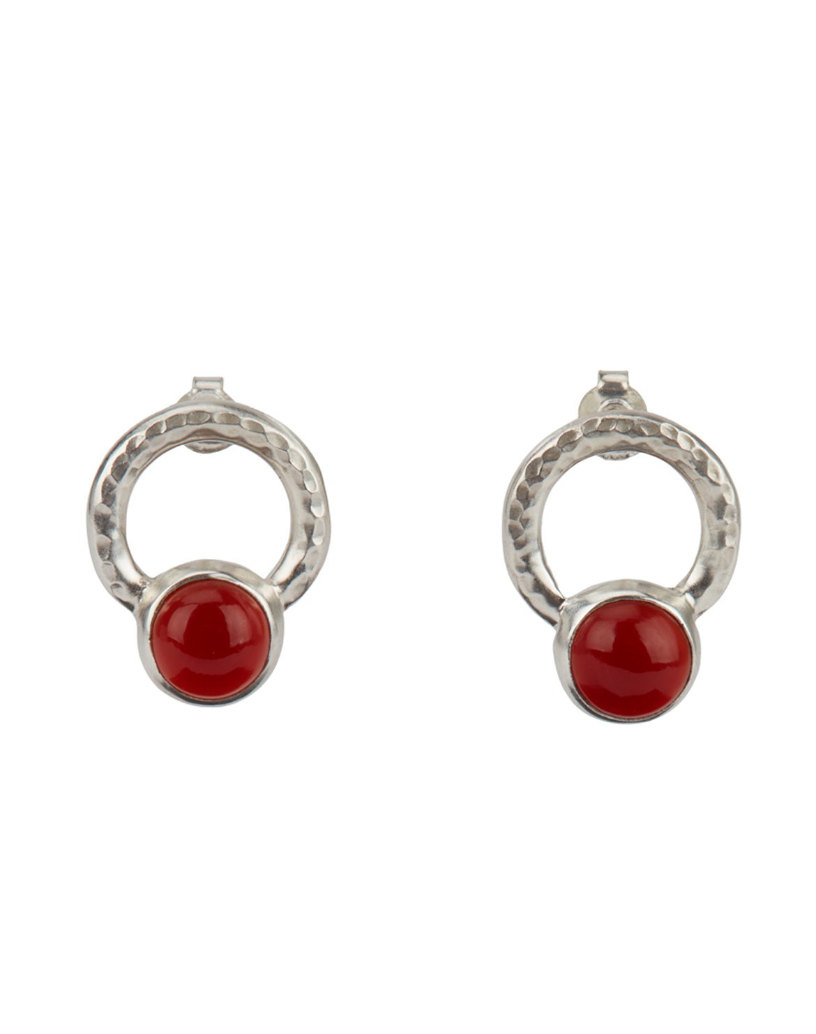 Circle Ohrringe aus Sterlingsilber und rotem Onyx