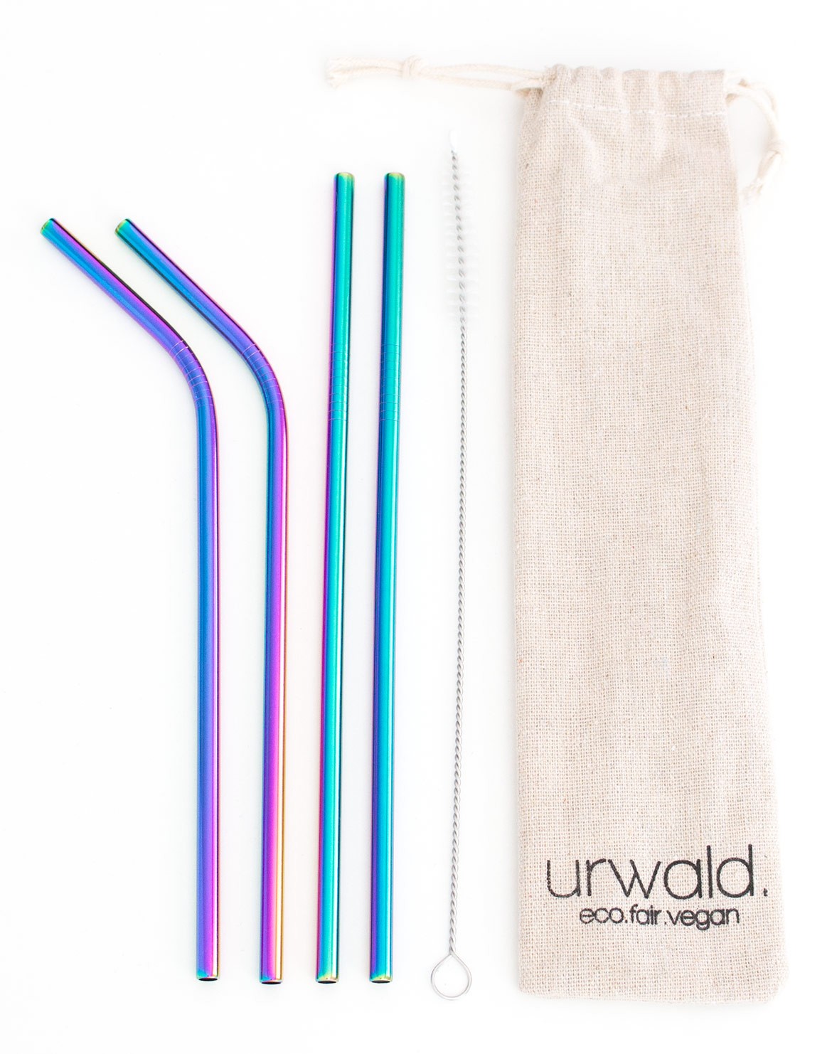 Stainless Steel Straw Set 4 pcs. + Brush rainbow